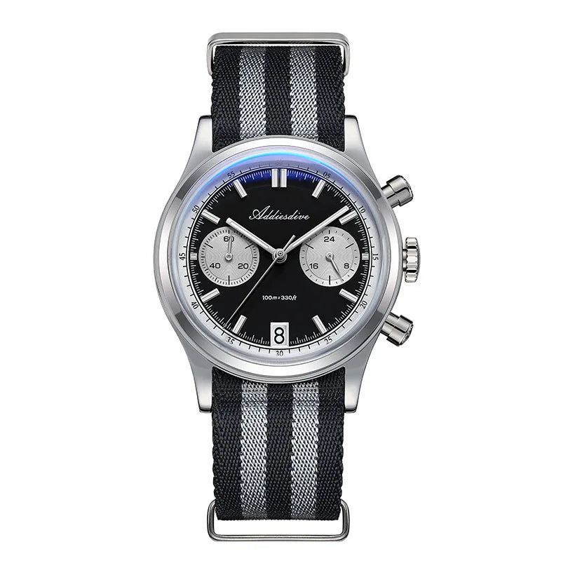 ADDIESDIVE TOP New Men Watch Bubble Mirror Glass 316L Stainless Steel BGW9 Luminous 100m Diving VK64 Quartz Chronograph Watch