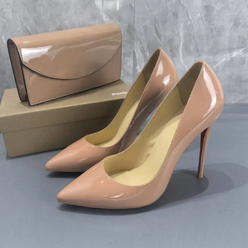 Designer Sandals Point Toe Heels Bag Leather Women Shoes Zapatos De Mujer Shallow Chaussures Femme Dress Pumps Sexy Tacones