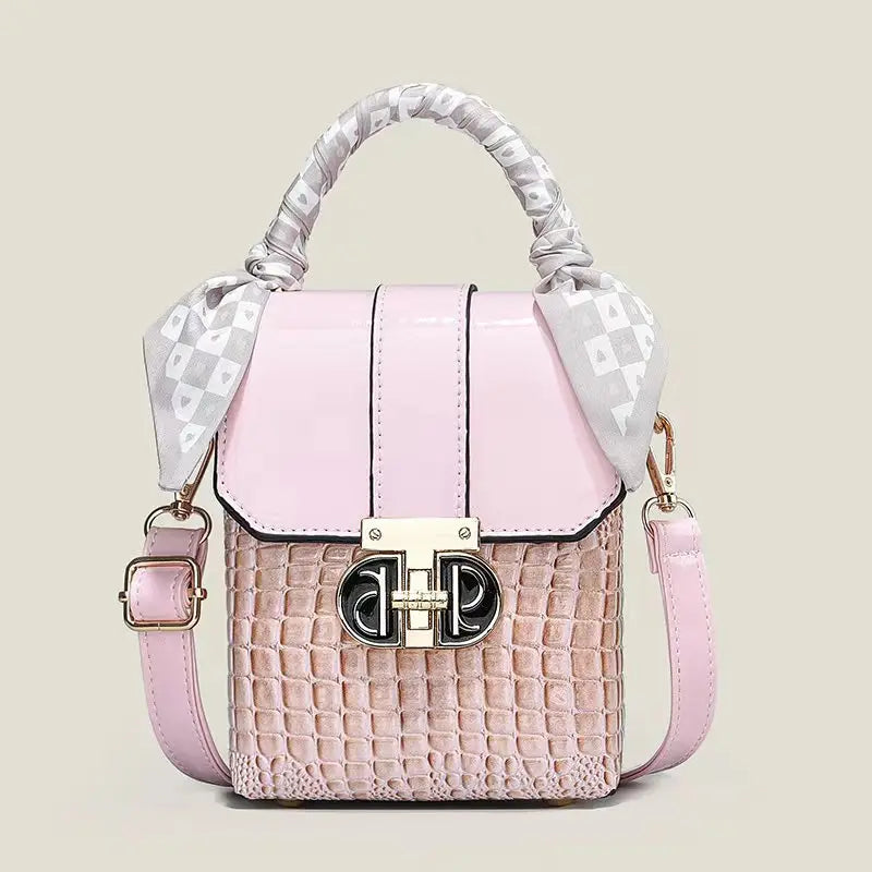 Luxury Women's Bag Fashion Crocodile Pattern Shoulder Bag For Women Mobile Phone Bag Wallet Small Handbag Wallet With Ribbon