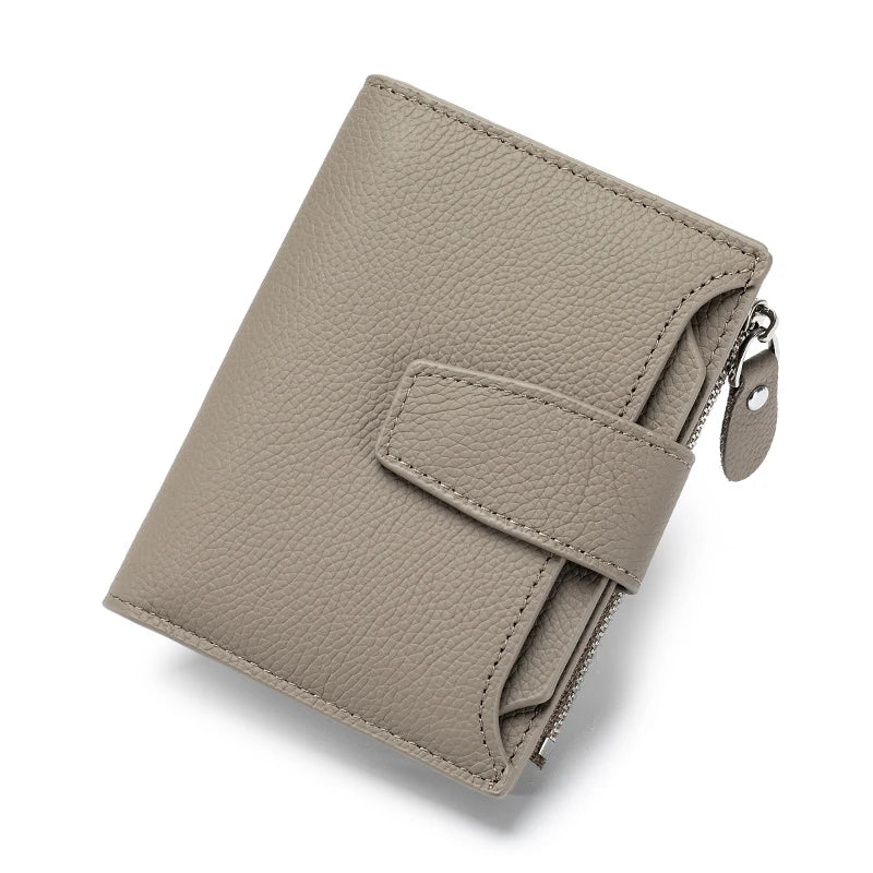 Genuine Leather Women RFID Wallet Large Capacity Bifold with Zipper Coin Pocket & 4 ID Windows