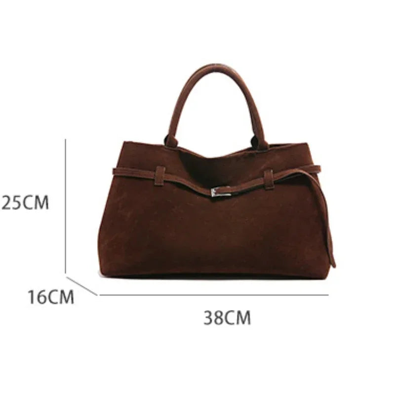women's bag Buckle Decorative Design Solid Faux Suede tote bag Large Capacity Hasp Casual Tote 2025 Hot Sale Bags for Women