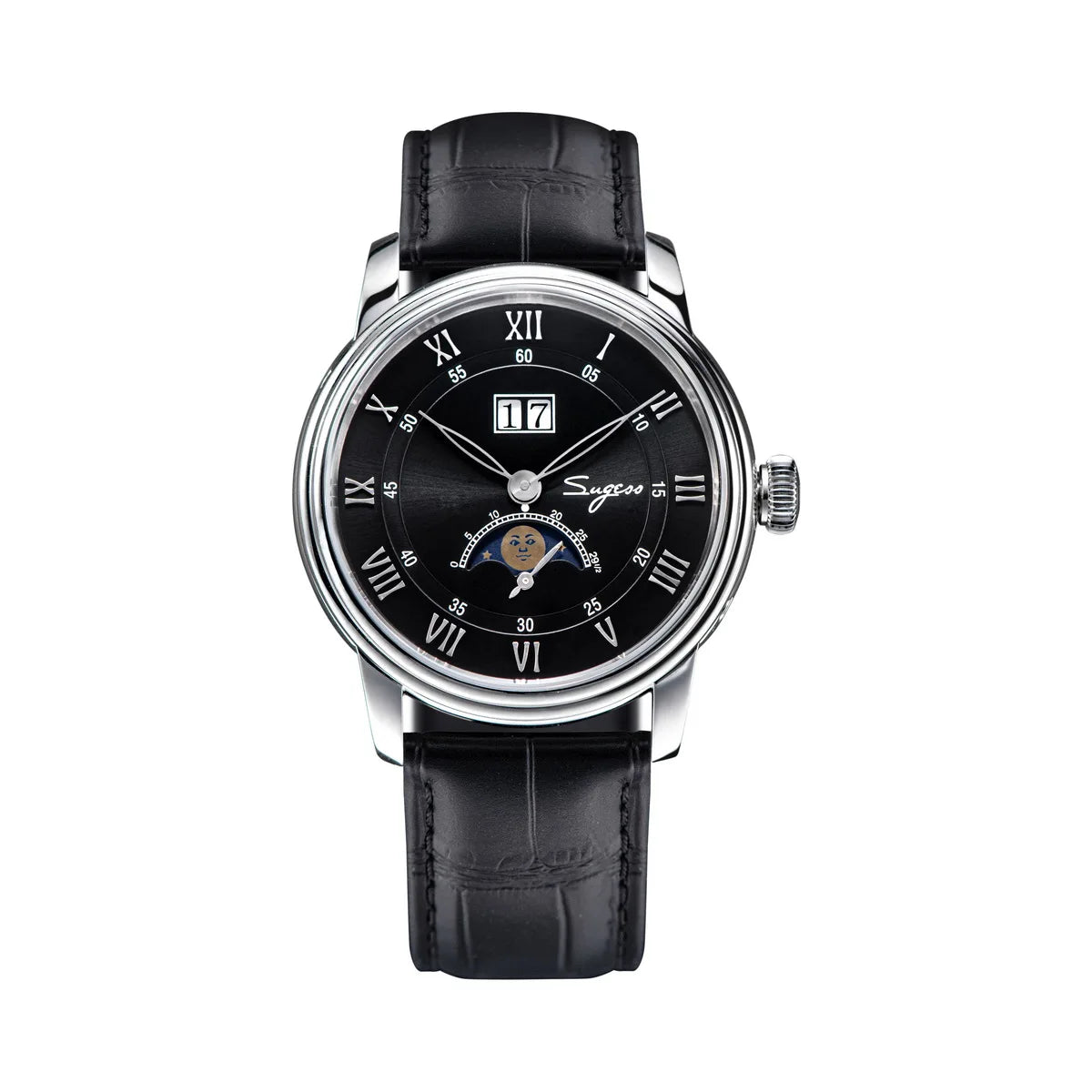 2023 Sugess Automatic Mechanical Watch of Men Moonphase Wristwatches Seagul Movement ST2528 Waterproof Sapphire Big Date New