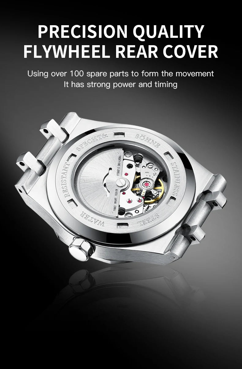 New Luxury Specht & Söhne Automatic Mechanical Watches Japan 8215 Movt Stainless Steel Watch Sapphire Crystal Waterproof 40MM