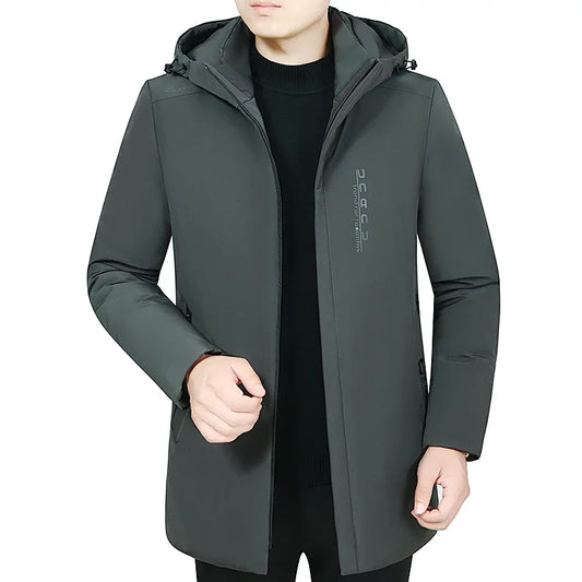 Men Winter Jacket Coat Long Style Windproof Warm Parka Hooded Thick Cotton-padded Male Fashion Casual Zipper Fashion Top Coat