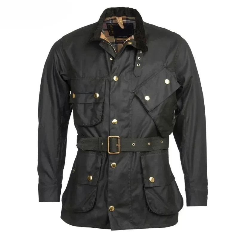 Windbreaker Jacket Man Weatherproof Medium Length Oil Waxed Hunting Jacket Men Motorcycle Jacket Men American Retro Coat Thin
