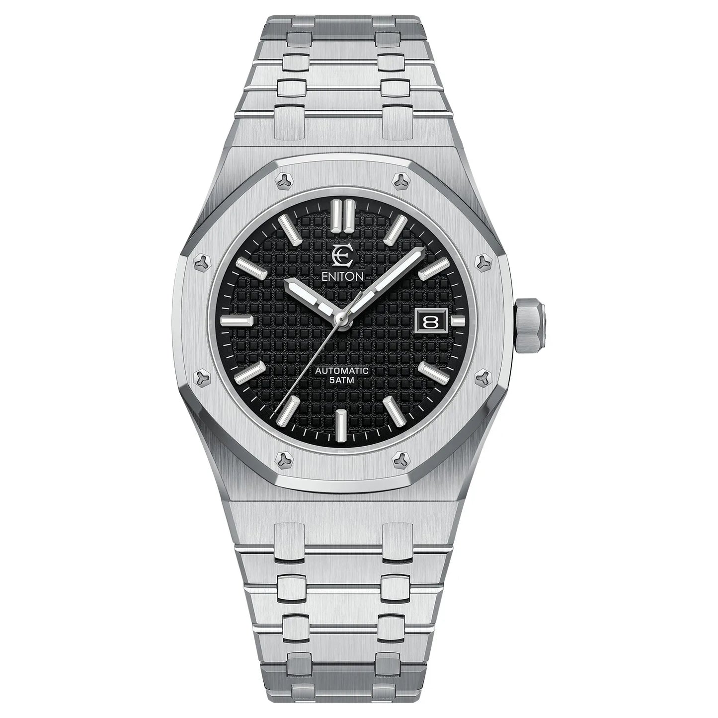 ENITON 41mm Business Luxury 316L Stainless Steel Transparent Case Back Automatic Mechanical Casual Watches for men