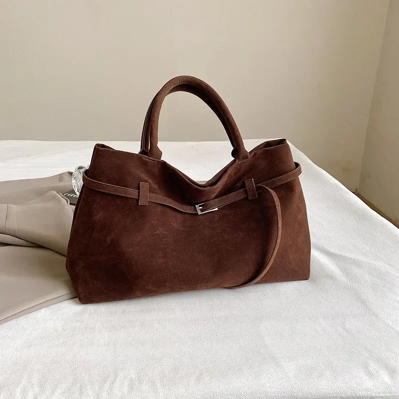 women's bag Buckle Decorative Design Solid Faux Suede tote bag Large Capacity Hasp Casual Tote 2025 Hot Sale Bags for Women