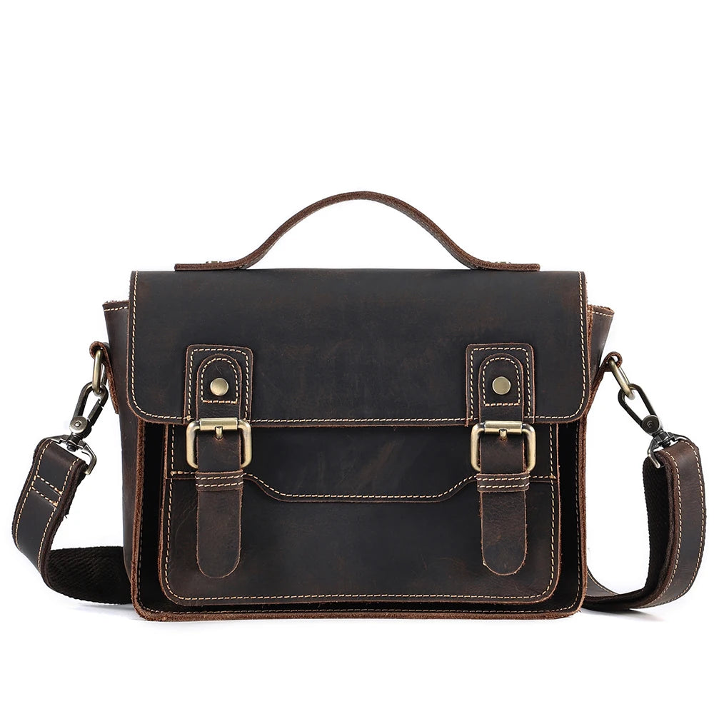 JOYIR Genuine Leather Small Messenger Bag Men Women Satchel Shoulder Crossbody Bag Vintage Purse for Business Work Travel