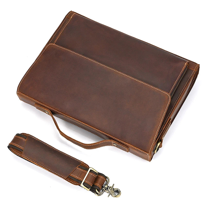 Men's leather shoulder bag casual cross body bag iPad top layer real cowhide men's bag waterproof sling bag message bag fashion