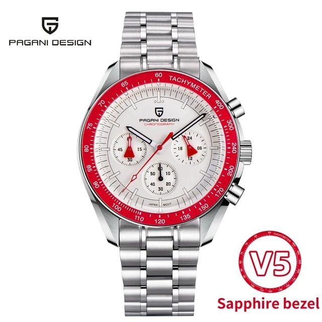 PAGANI DESIGN 2024 Date Speed Chronograph AR Sapphire Luxury Quartz Men's watches 100M Waterproof Steel shell Luminous Watch+Box