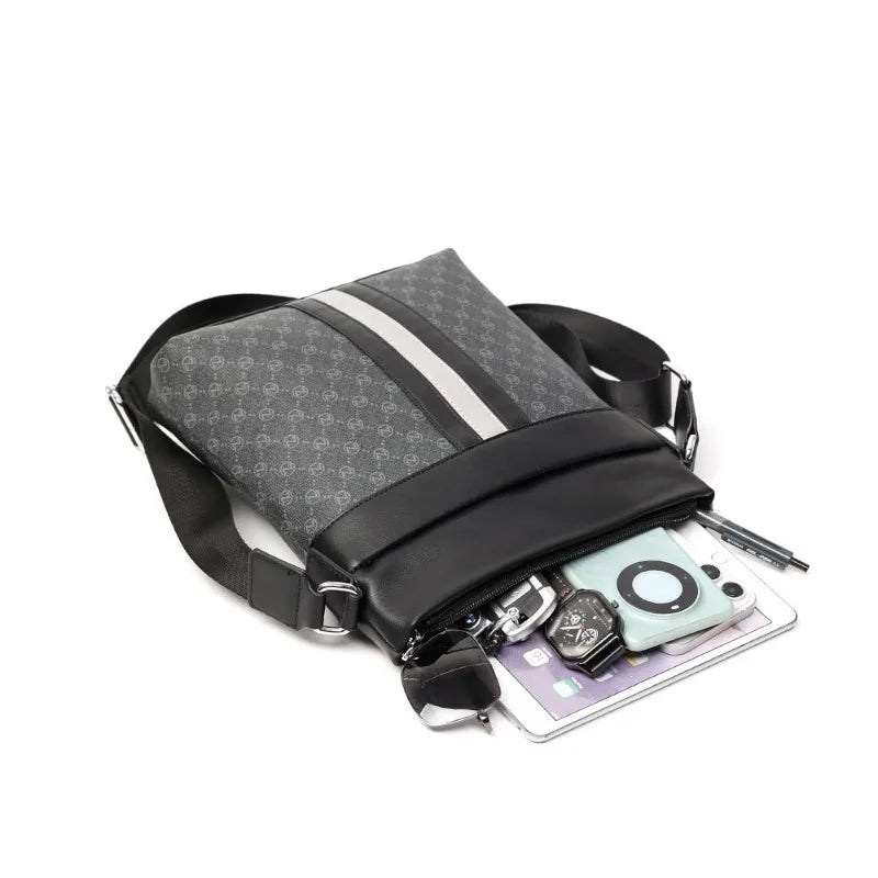 Letter Print Crossbody Bags Men Luxury Plaid Single Shoulder Bag Men's Crossbody Bag Fashion Business Shoulder Messenger Bag