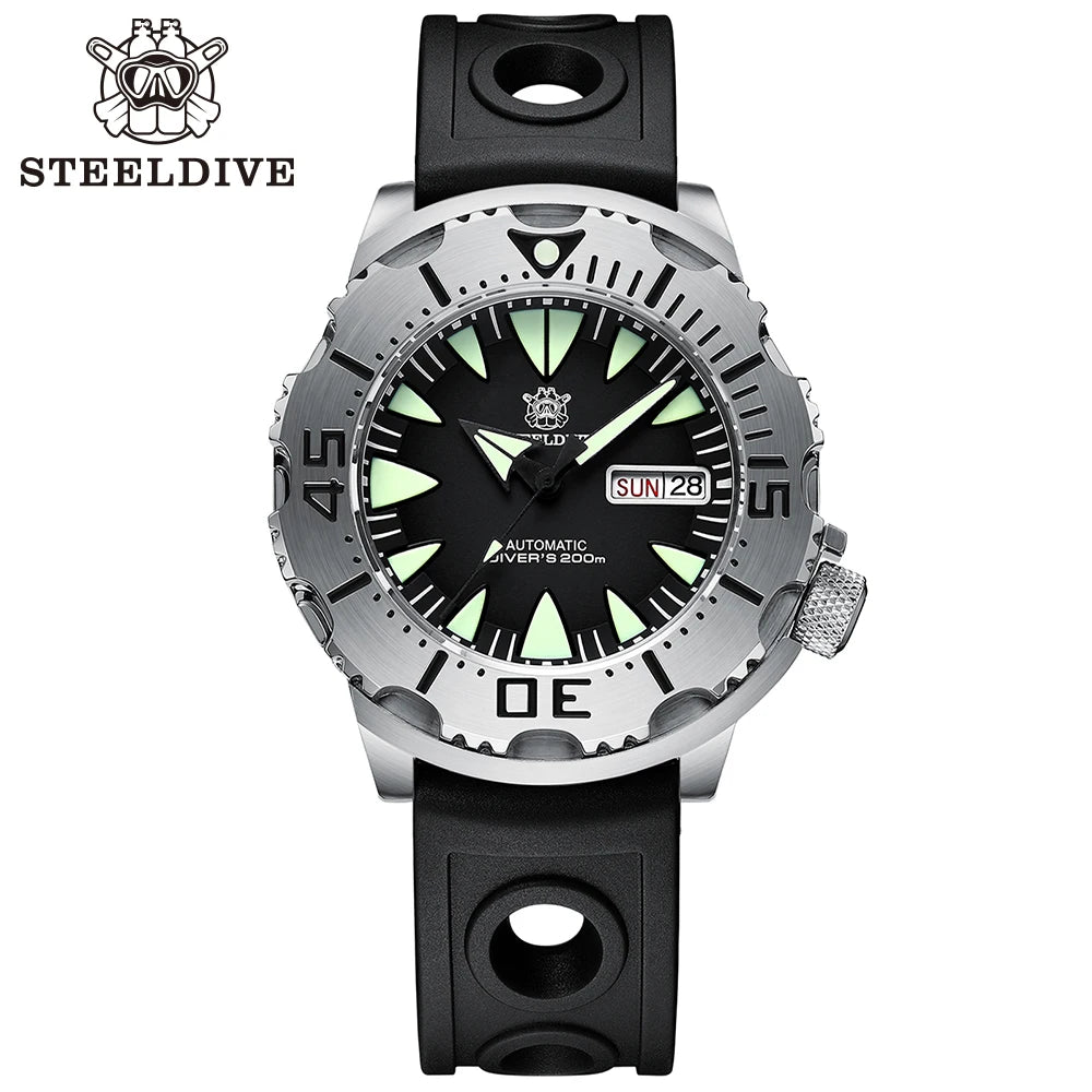 STEELDIVE SD1984 Hot Selling 42.2MM M onster 200M Waterproof NH36 Day Function Sapphire Glass Automatic Movement Steel Bracelet