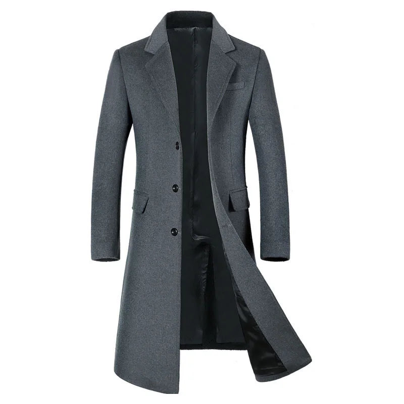 High Quality Men's Wool Coat 6XL Oversized Winter Men Long Trench Cotton-padded Overcoat Men Clothing Woolen Coat A2F1810