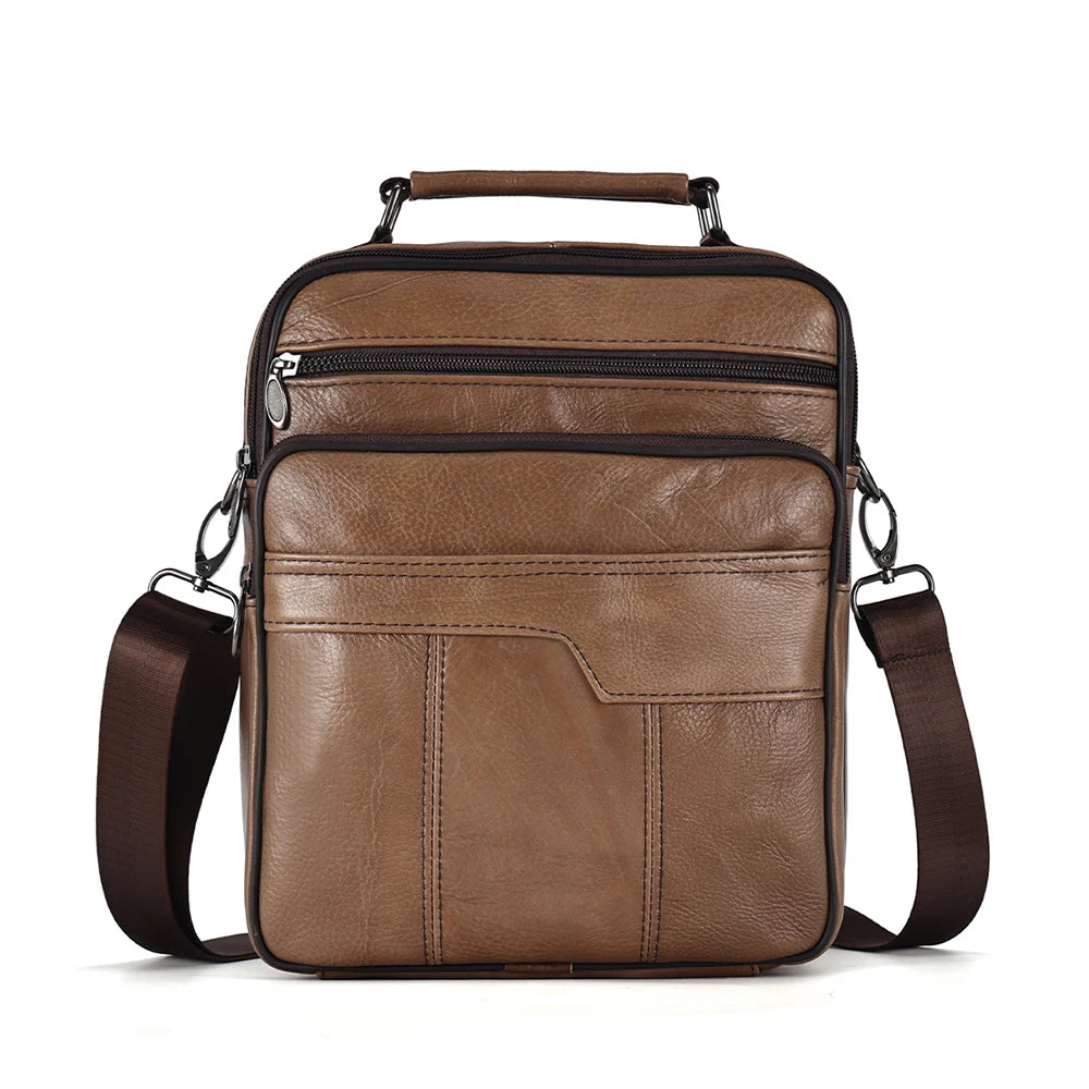 JOYIR Men Genuine Cowhide Leather Crossbody Bags Vintage Messenger Bag for Male Trendy Shoulder Handbag Casual Travel Sling Bag