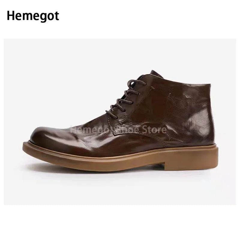 Punk Style Cow Leather Motorcycle Boots for Men Ankle Boots Male Platform Casual Shoes Party Shoes Gothic Streetwear Booties