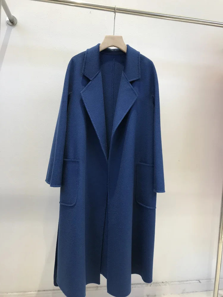 SPECIAL OFFER Cashmere Coat Female Winter Mid-Length Corrugated Coat Black Wool Coat Woman Autumn New Casual Fashion Beige Coat