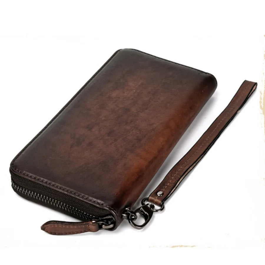 Genuine Leather Long Purse Men Women Handy Wallet Money Bags Real Cow Leather Business Clutches Carteras Mujer Wallets