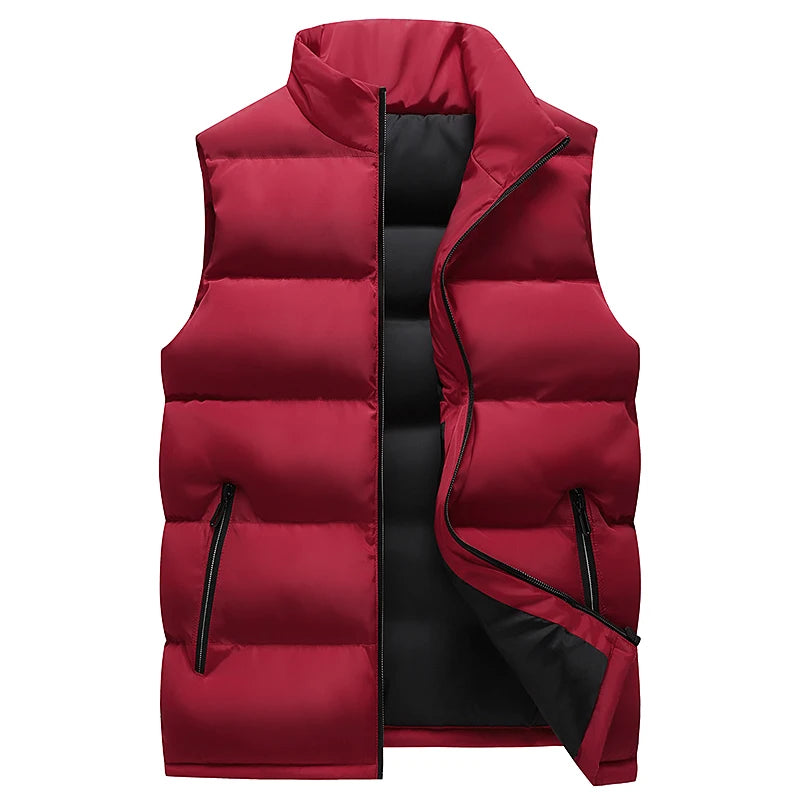 Men's Sweatwear Autum Warm Coats for Men Thickened Stand Collar Down Vest Oversized Winter Puffer Vest Sleeveless Zipper Coat