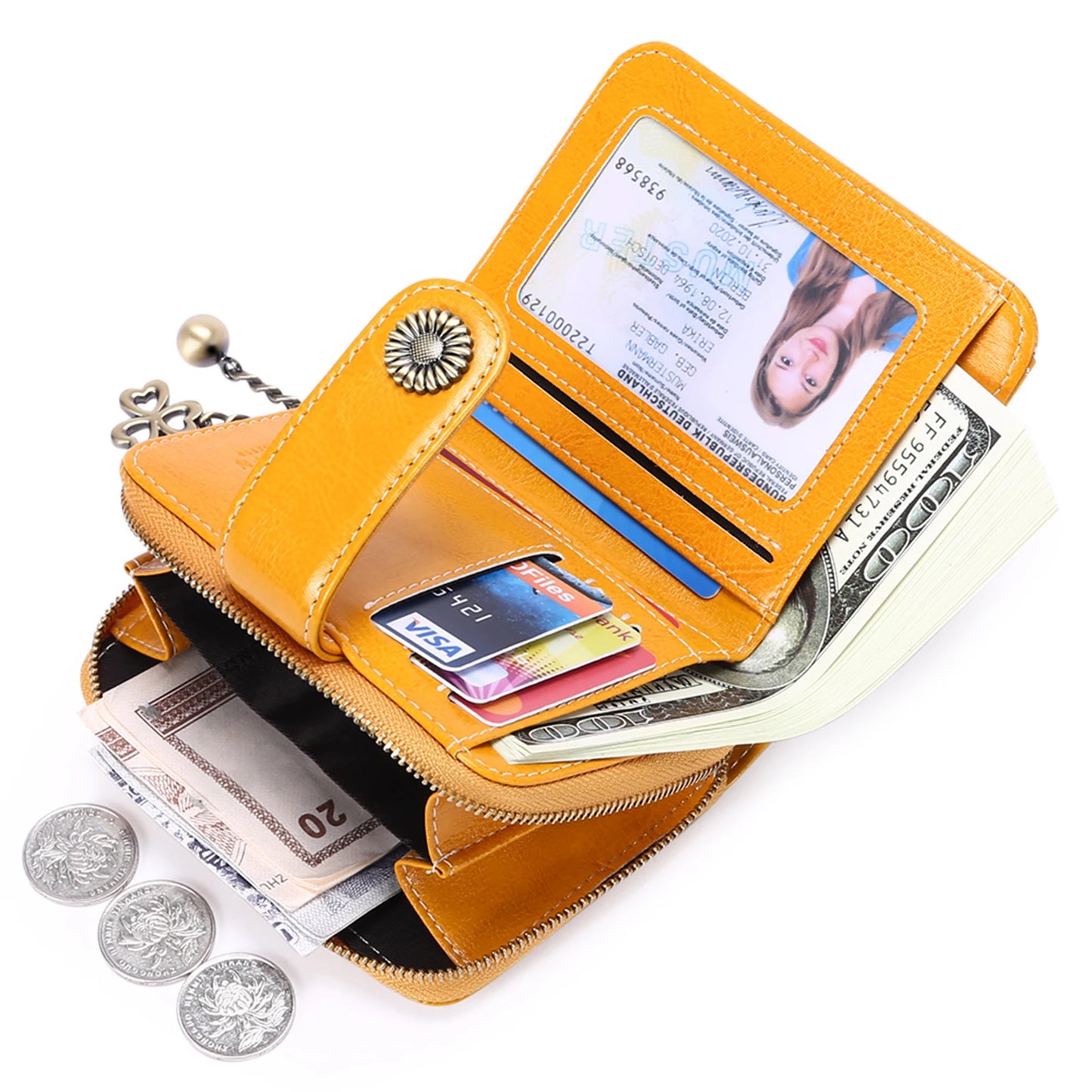 High Quality Women's Genuine Leather Wallet Female RFID Anti Theft Card Holder Coin Purse Wallets for Women Clutch Bag