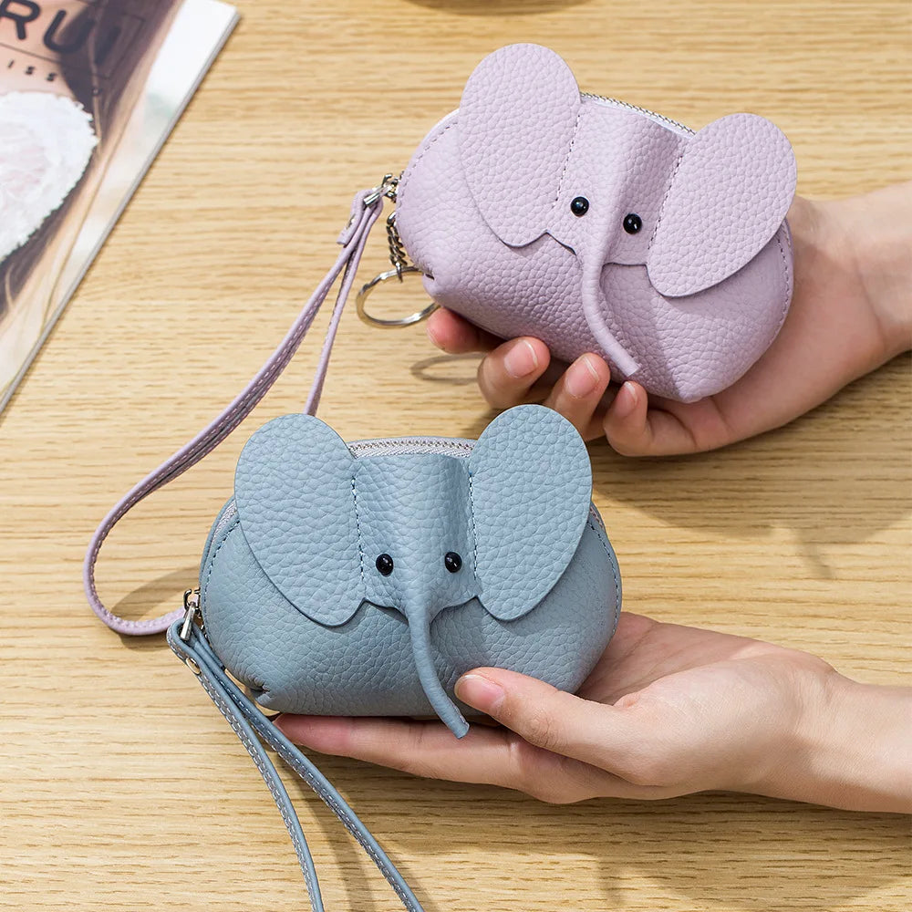 Brand New Zipper Coin Purse Key Bag Leather Japanese Elephant Coin Pouch for Women Cute Card Lipstick Storage Bags Mini Wallet
