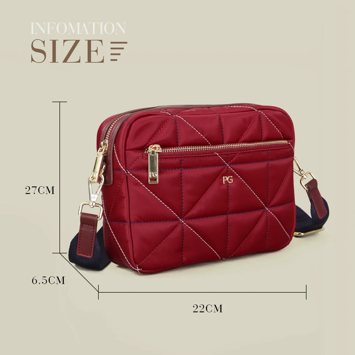 PG nylon fabric multi-functional waterproof folding new design fashion square crossbody bag