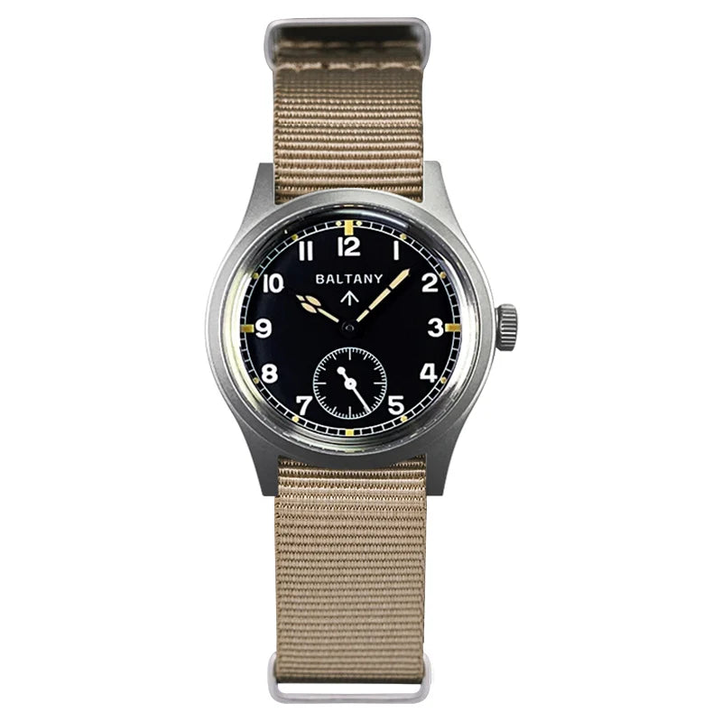 Baltany Retro Automatic Watch Men S2025 Fabric Strap St1701 Classic Subsecond Hand Luminous 36mm Mechanical Vintage Watch