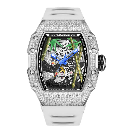 HANBORO National Treasure  Series full diamond craftsmanship fashion  skeleton balance wheel  men's automatic mechanical watch