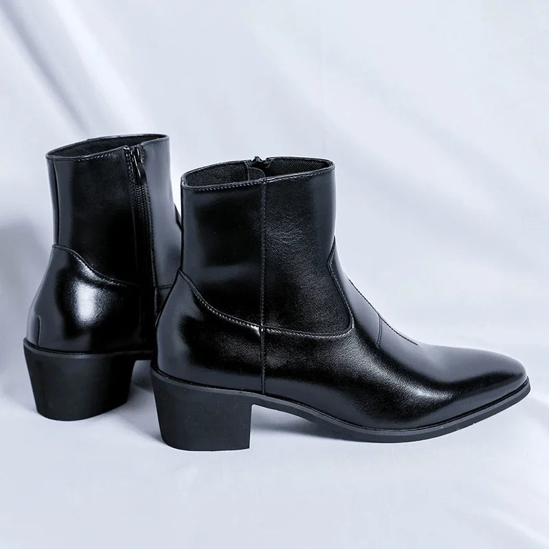 New Luxury Brand Men Designer Ankle Boots Fashion High Top Genuine Leather Chelsea Boots Classic Dress Business Outdoor Shoes