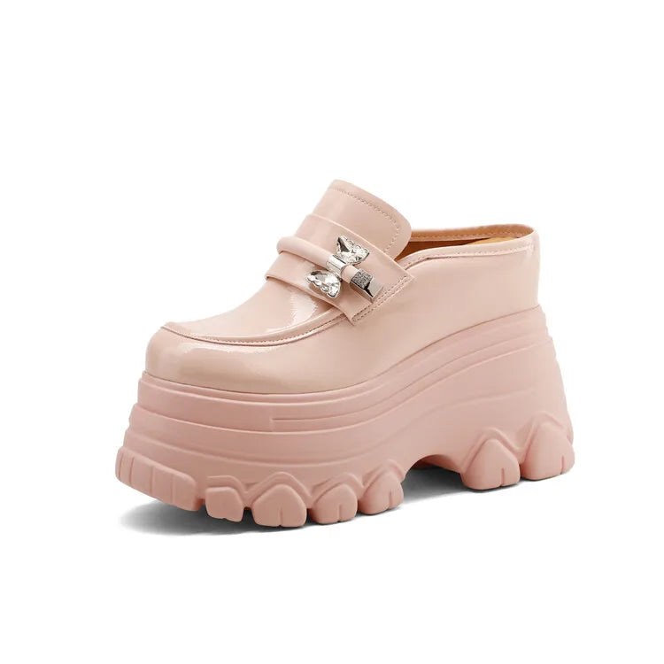 High Heels Baotou Half Slippers Women's Summer 2024 New Genuine Leather Fashion Women's Mules Shoes Thick Heel Wedges Slippers