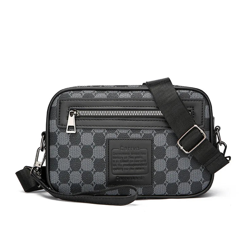 Casual Business Shoulder Bag Men PU Leather Messenger Bag Wide Strap Crossbody Bags Square Clutch Bag Designer Male Sling Bags
