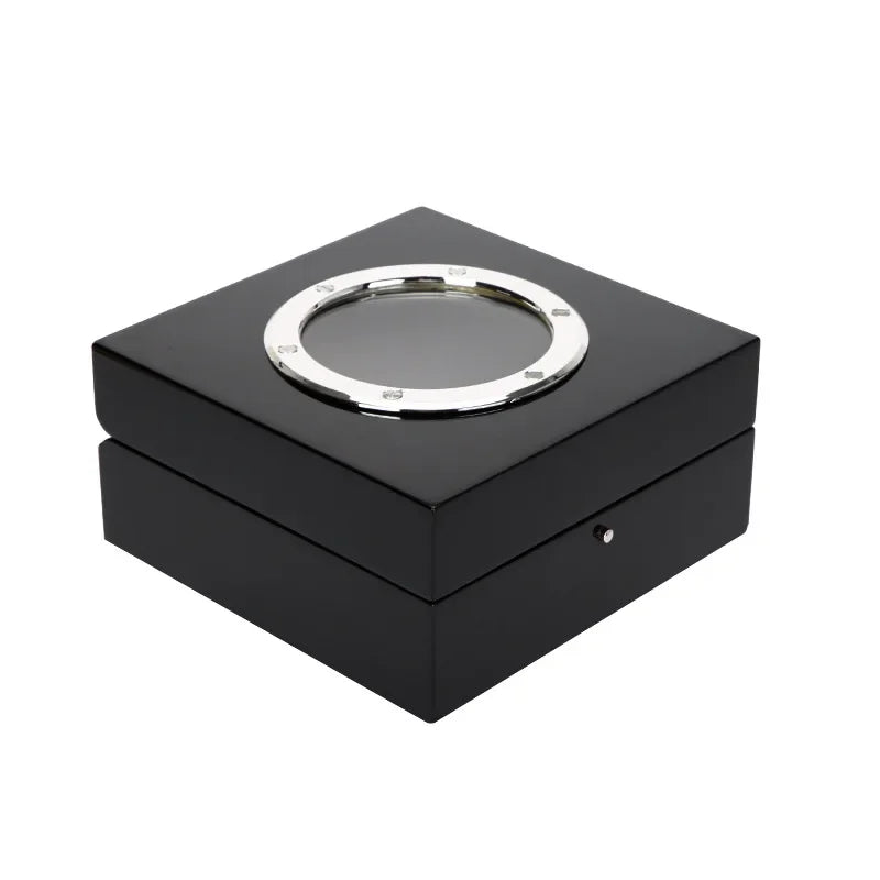 Luxury Watch Storage Box Handmade Black Lacquer PU Watch Bag Jewelry Boxes Acrylic Skylight Ring Storage Box Display Cabinet