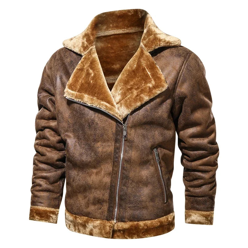 Men Leather Flights Jacket High Quality Leather Jackets Business New Slim Fur Leather Bomber Fashion Jacket Black Pilot Coats