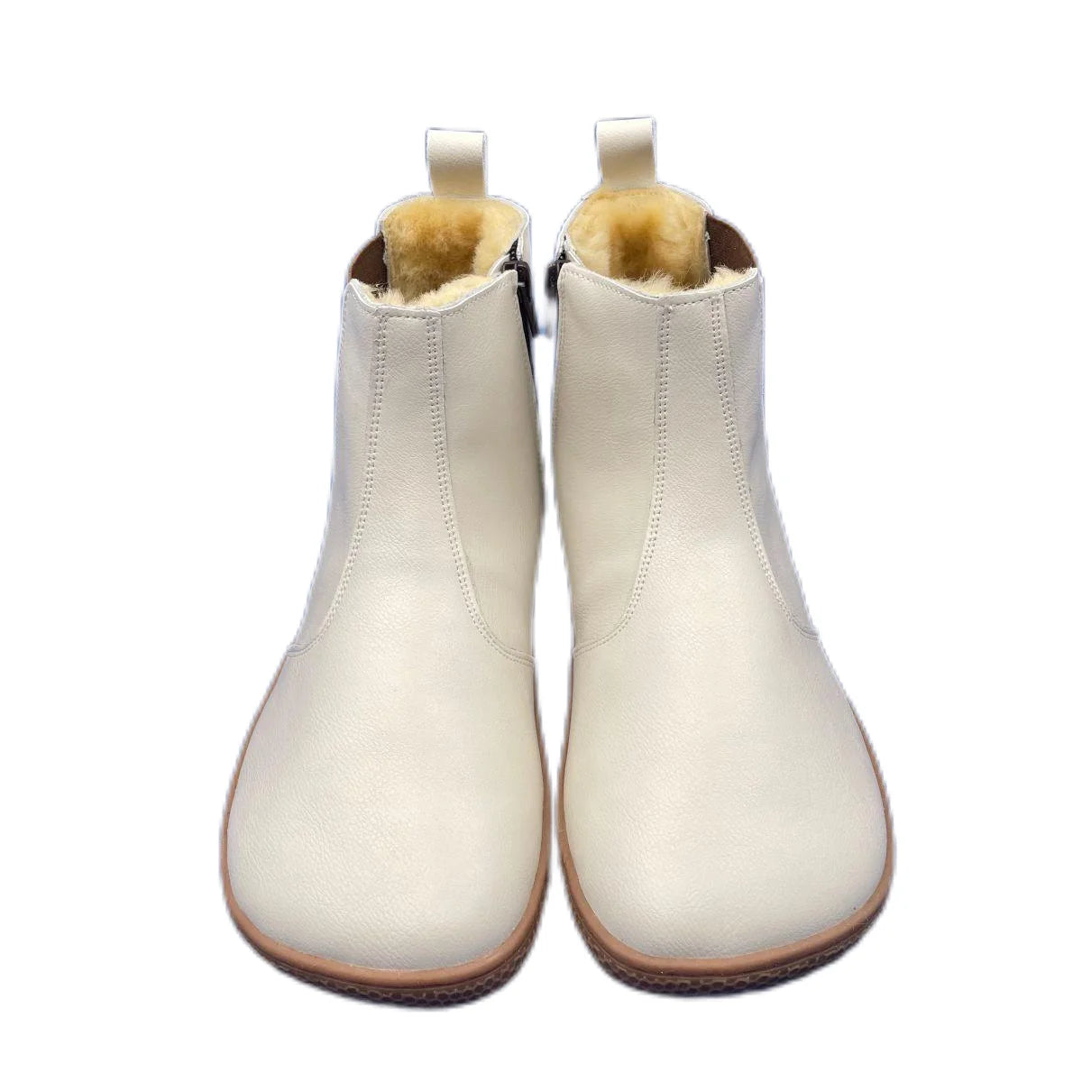 Tipsietoes Chelsea Barefoot Genuine Leather Winter Boots With Warm Real Natural Fur Linning And Insole For Women Zero Drop Sole
