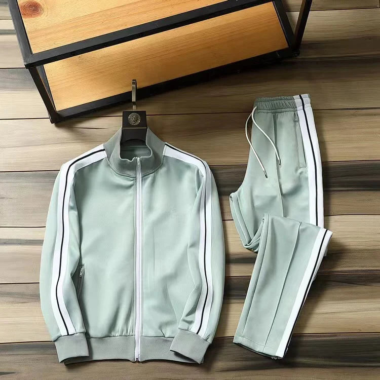 European and American new leisure sports suit men and women high-end fashion space cotton cardigan fashion two-piece large size