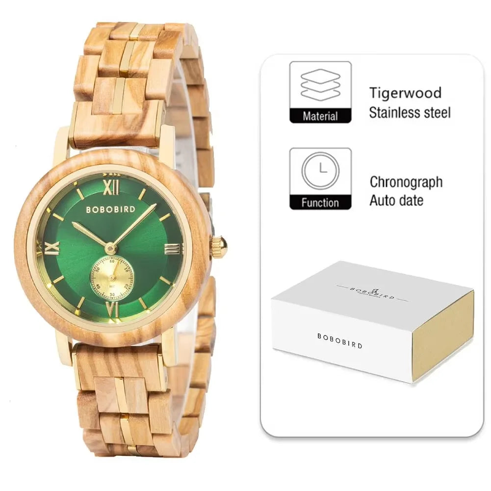 BOBO BIRD Women Watch Casual Fashion Quartz Watch Japanese Movement Round Dial Wooden Ladies Wristwatches Dress Clock Custom
