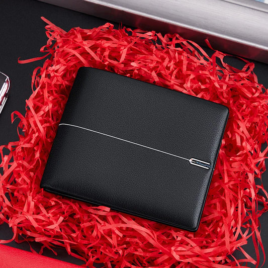Fashionable leather wallet, men's short card holder, high-end personalized card bag