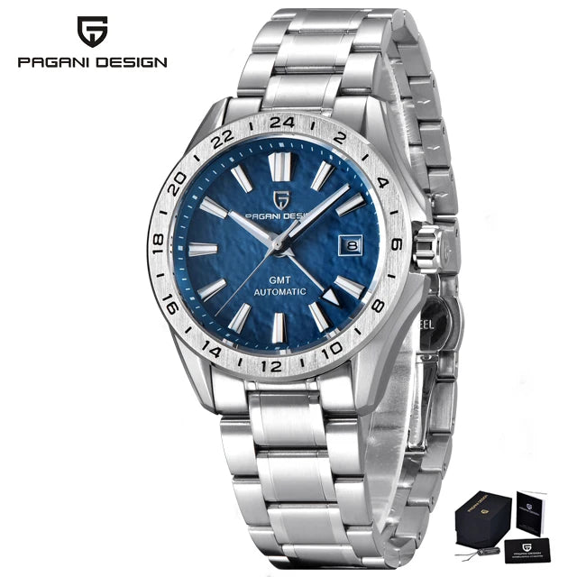 PAGANI DESIGN New 39mm Desert Texture Luxury Business Men's Watch GMT Automatic Mechanical Sapphire 100M Waterproof Night Light