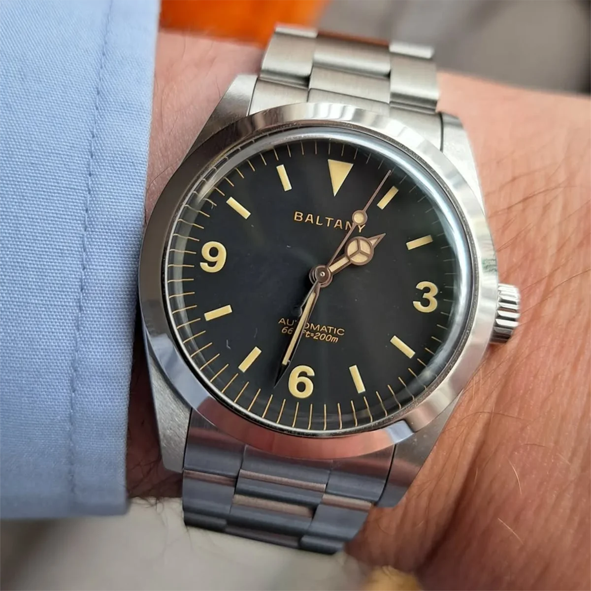 Baltany 2024 New 36mm Explorer NH38 Men's Automatic Mechanical Watch Sapphire Crystal Stainless Steel Waterproof 20Bar Luminous