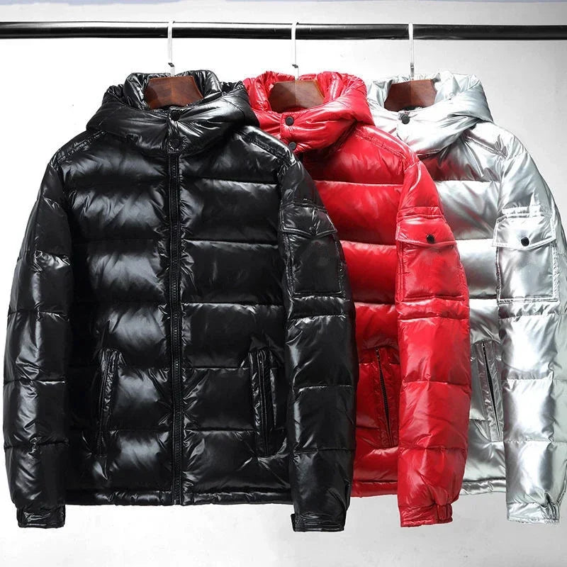 Short Winter Hooded Women Thickened Warm Long Sleeve Cardigan Jacket Waterproof Parkas New Glossy Down Men's Fashion Jackets
