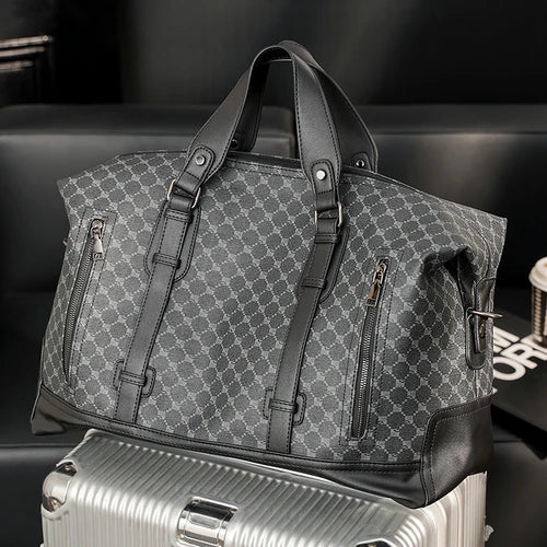 Xiao.P 2024 New Large Capacity Plaid Travel Bag Korean Version Men's Bag Casual Fashion Shoulder Bag Crossbody Bag Big