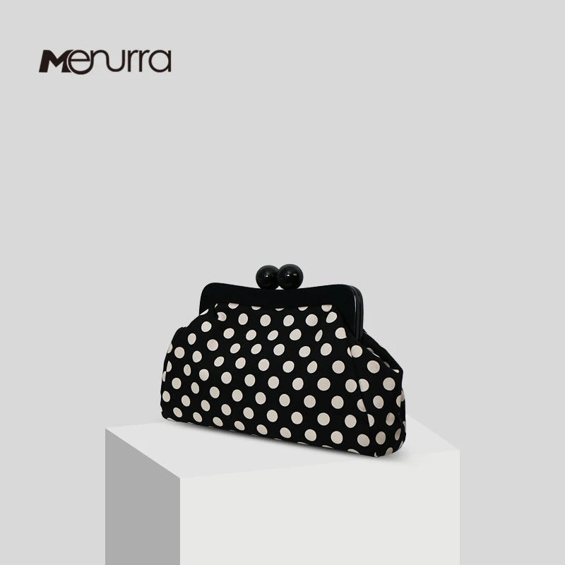 Polka Dot Handbag Crossbody Bag Kiss Lock Top-Handle Handbag Chain Strap Vintage Purse Shell Evening Women Shoulder Clasp Gift