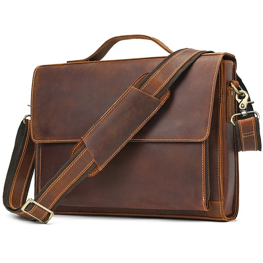 Men's leather shoulder bag casual cross body bag iPad top layer real cowhide men's bag waterproof sling bag message bag fashion