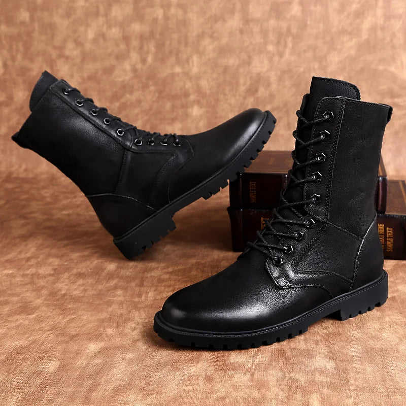 New Arrival Motorcycle Boots Genuine Leather Men Winter Shoes Warm Waterproof Man Boots Luxury Motorcycle Footwear Casual Shoes