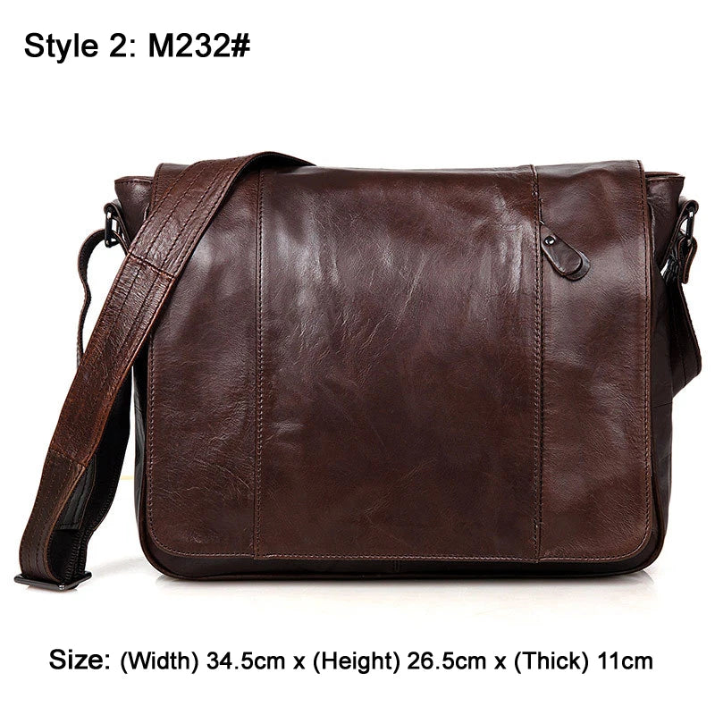 Fashion Oil Waxed Genuine Leather Shoulder Bag Men Messenger Bag Leather Crossbody Bag Sling Leisure Bag Casual New M184