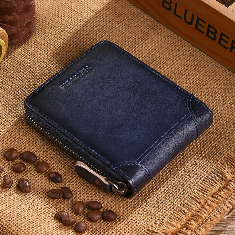 Wallet for men 2024 new genuine leather zipper wallet, change card bag, all-in-one wallet, trendy short clip for men
