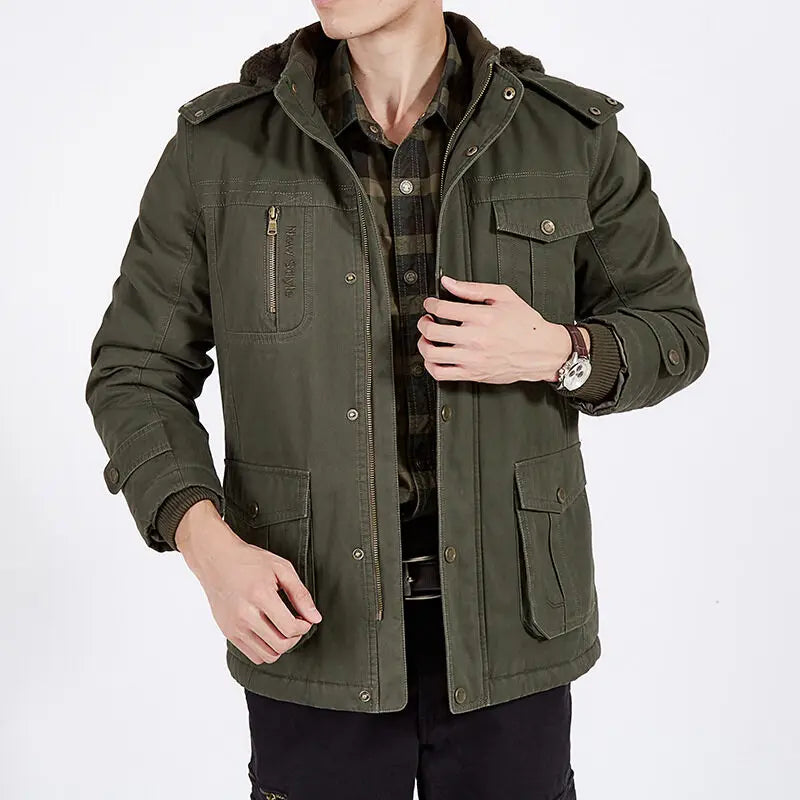 Plus Size Fleece Military Bomber Jacket Men Spring Autumn Casual Multi-pocket Pilot Jackets Male Army Cargo Flight Mens Jackets