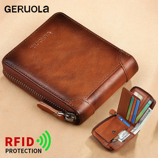 Wallet for men 2024 new genuine leather zipper wallet, change card bag, all-in-one wallet, trendy short clip for men