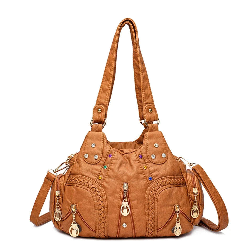 Leather Casual Crossbody Bags for Women 2024 Ladies Luxury Designer Tote Handbag Top-Handle High Quality Shoulder Bag Sac A Main