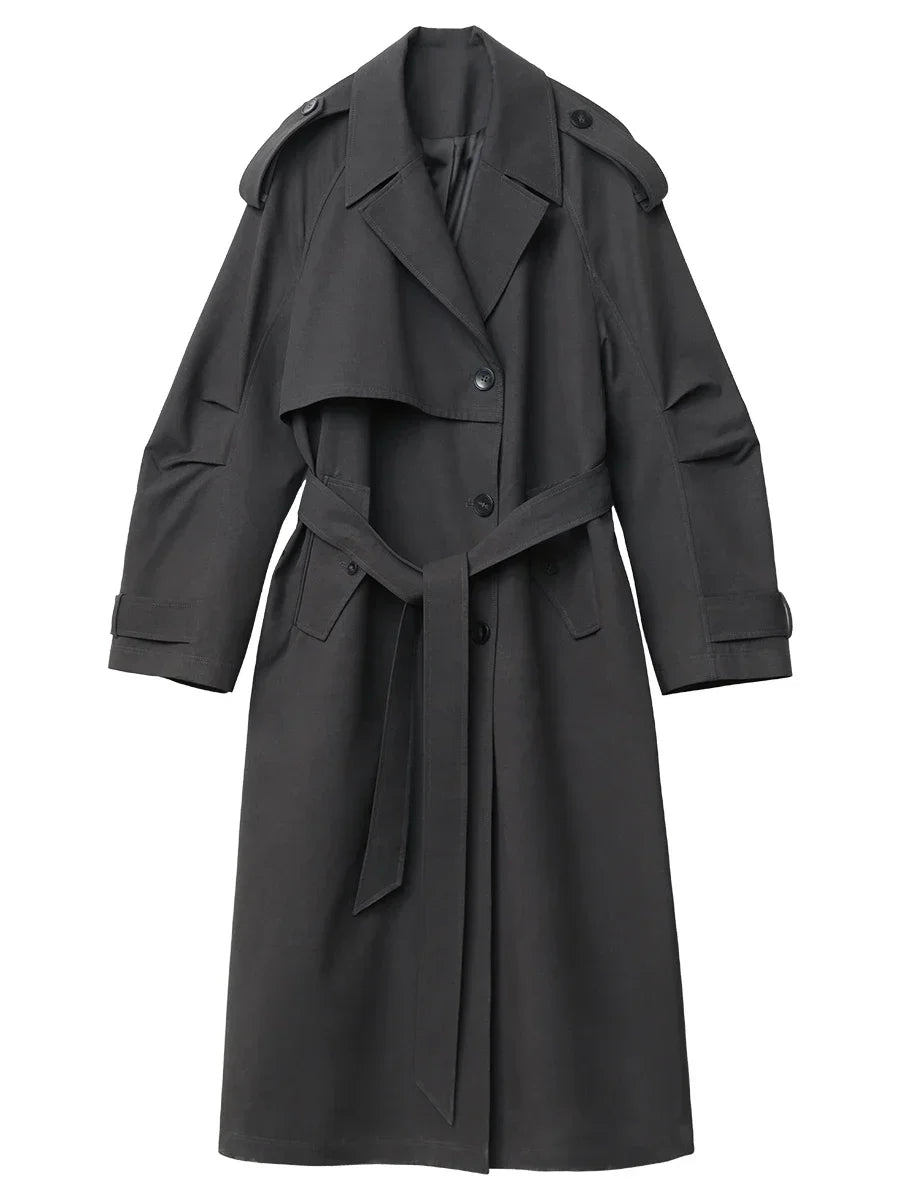 CHIC VEN Women Trench Coats Fashion Classic Loose Solid Belt Overcoat Korean Casual Female Windbreaker Spring Autumn New 2025