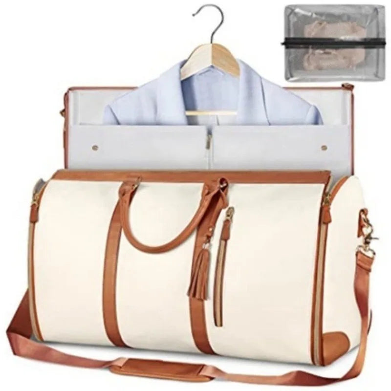 PU Folding Suit Storage Bag Large Capacity Travel Duffle Bag Women's Handbag Waterproof Totes Gym Bag Outdoor Fitness Bag